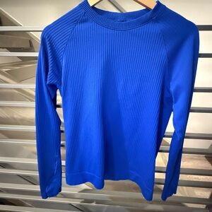 Lululemon Rest Less Ribbed Long Sleeve Top - size 12 - cerulean blue.